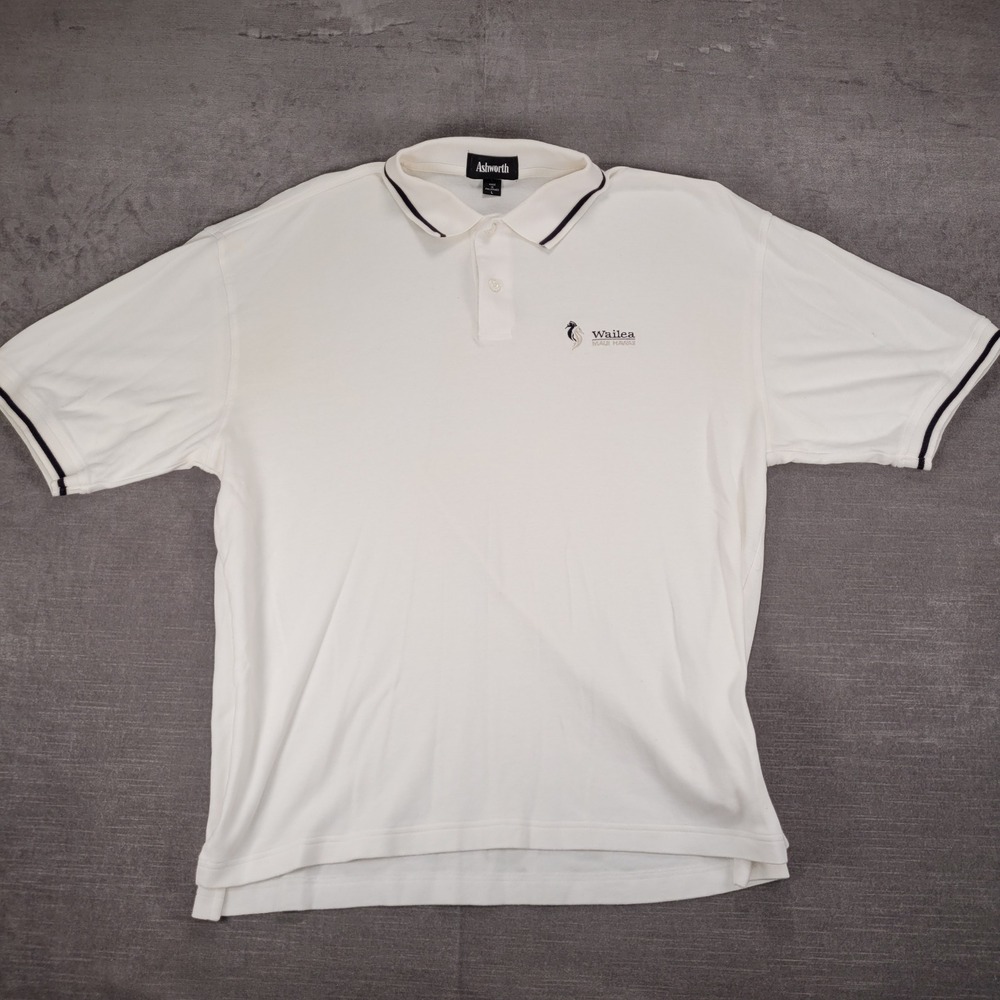 Wailea Maui Men's‎ White Polo Short Sleeve Golf Ashworth Size Large